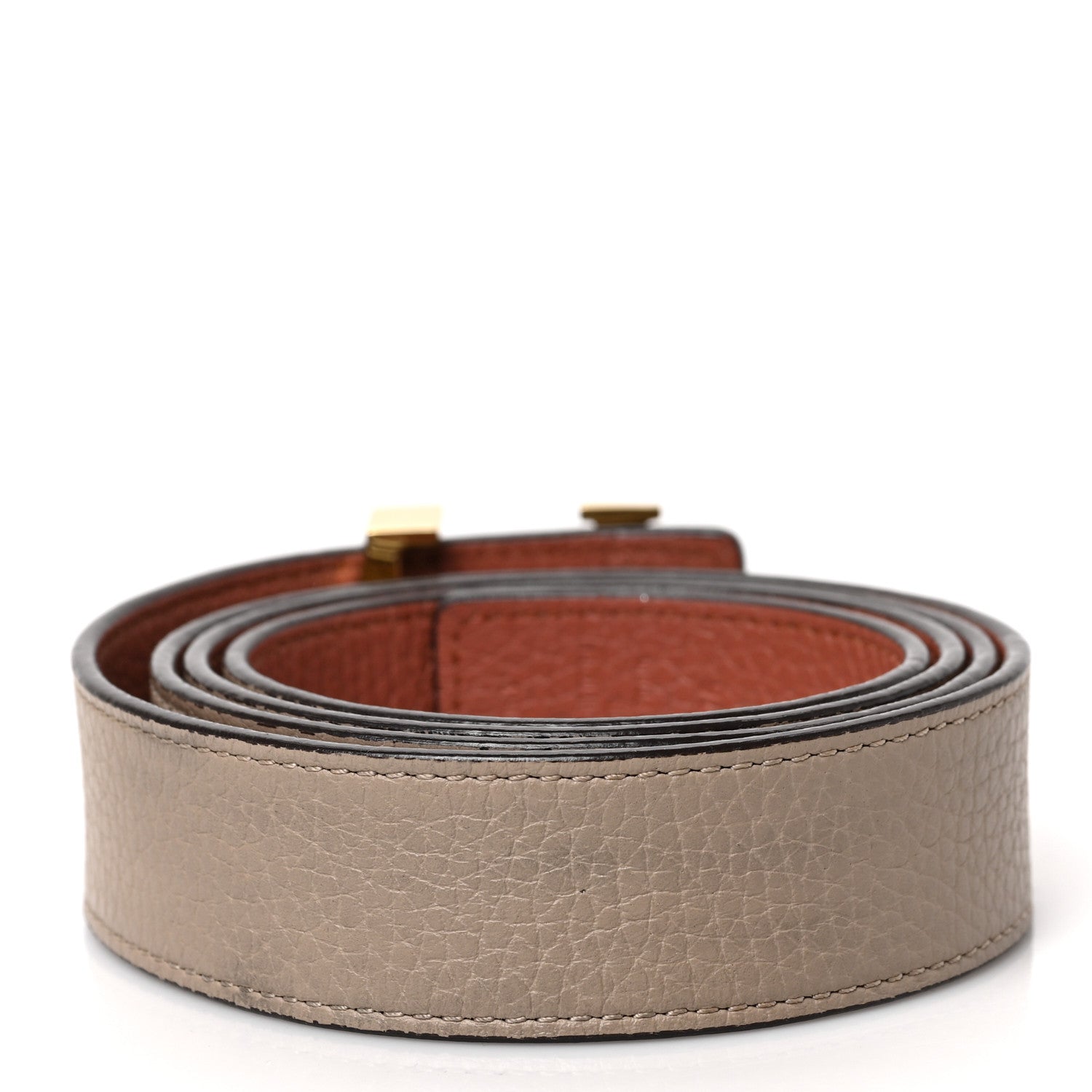 Louis Vuitton Taurillon Calfskin 30mm LV Initiales Reversible Belt 90 36 Galet Tan 2 of 4