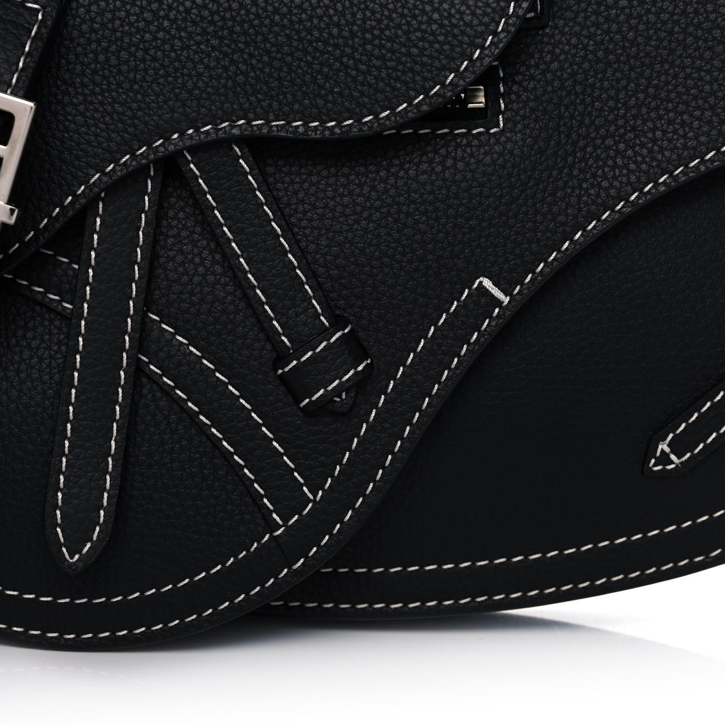 X KAWS Grained Calfskin Saddle Pouch Black