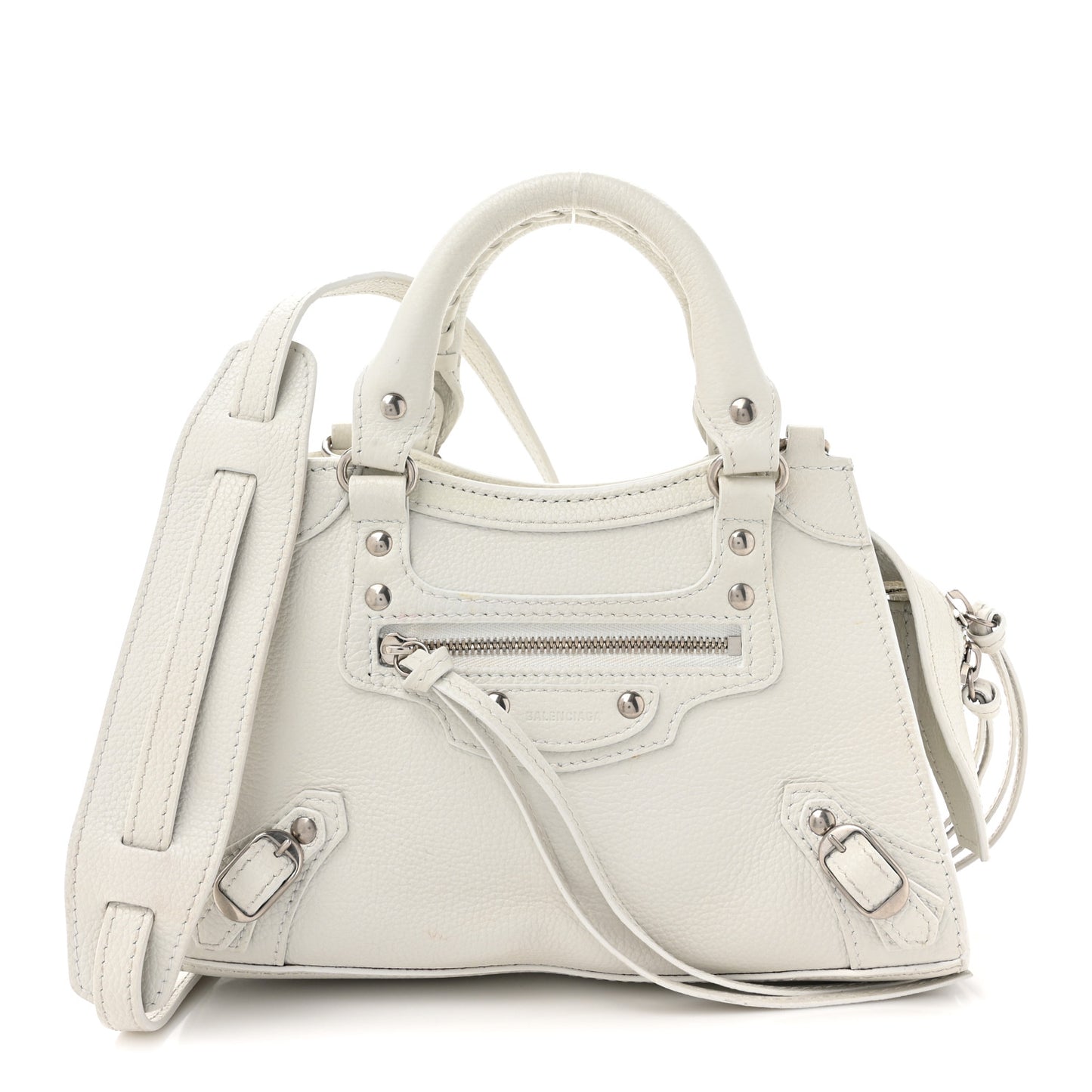 Grained Calfskin Neo Classic Silver Hardware Mini City White