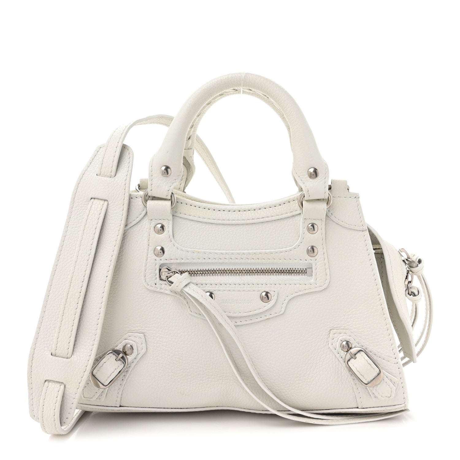 Balenciaga Grained Calfskin Neo Classic Silver Hardware Mini City White 1 of 12