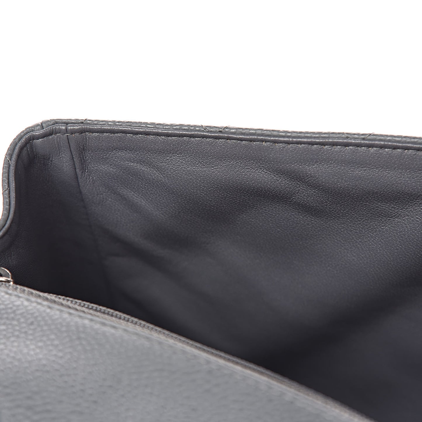 Caviar Quilted Jumbo Single Flap Grey