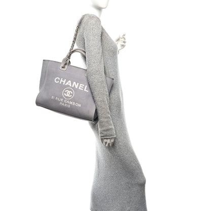 Chanel Mixed Fibers Small Deauville Tote Light Grey 3 of 11