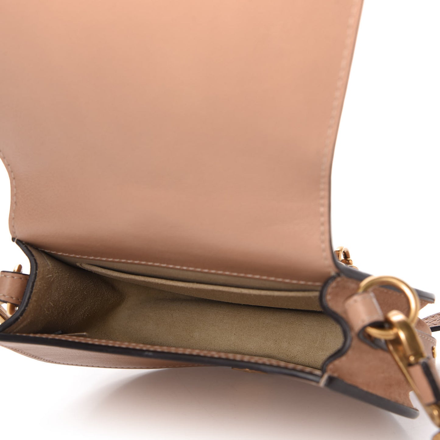 Calfskin Suede Small Nile Bracelet Bag Biscotti Beige