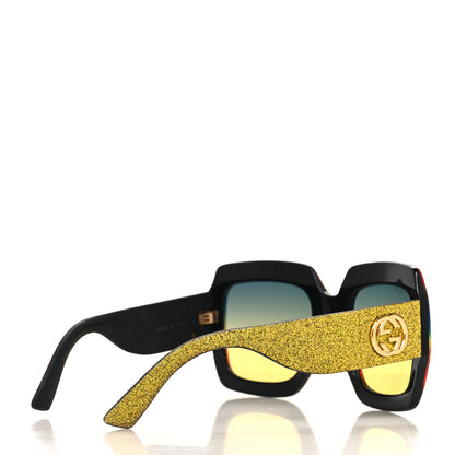 Gucci Square Frame GG0102S Sunglasses Glitter Gold Multi 4 of 7