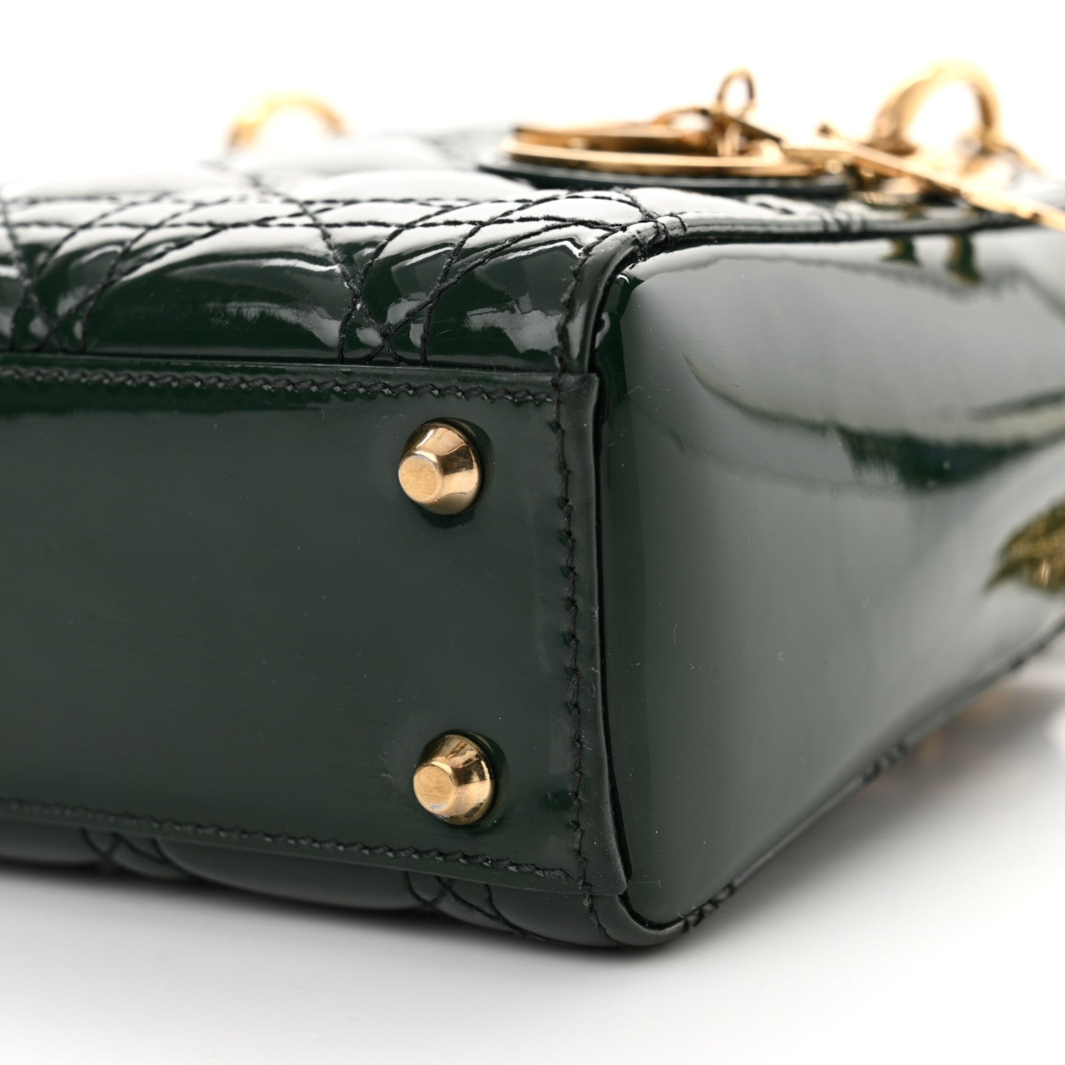 Christian Dior Patent Cannage Mini Lady Dior Pine Green 10 of 11