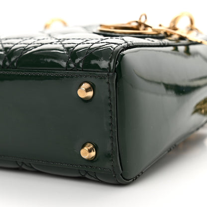 Christian Dior Patent Cannage Mini Lady Dior Pine Green 10 of 11