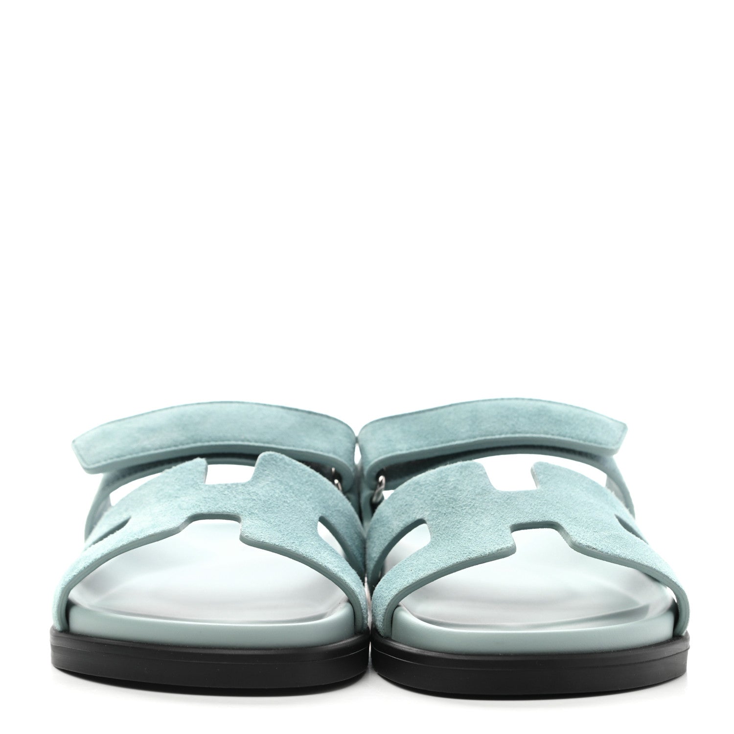 Hermes Suede Goatskin Womens Chypre Sandals 39 Vert d'eau 2 of 9