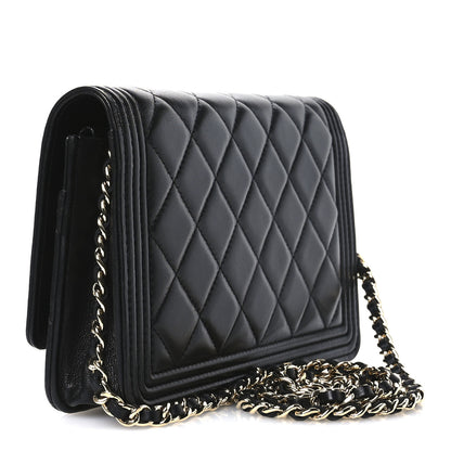 Chanel Lambskin Quilted Boy Wallet On Chain WOC Black 3 of 12