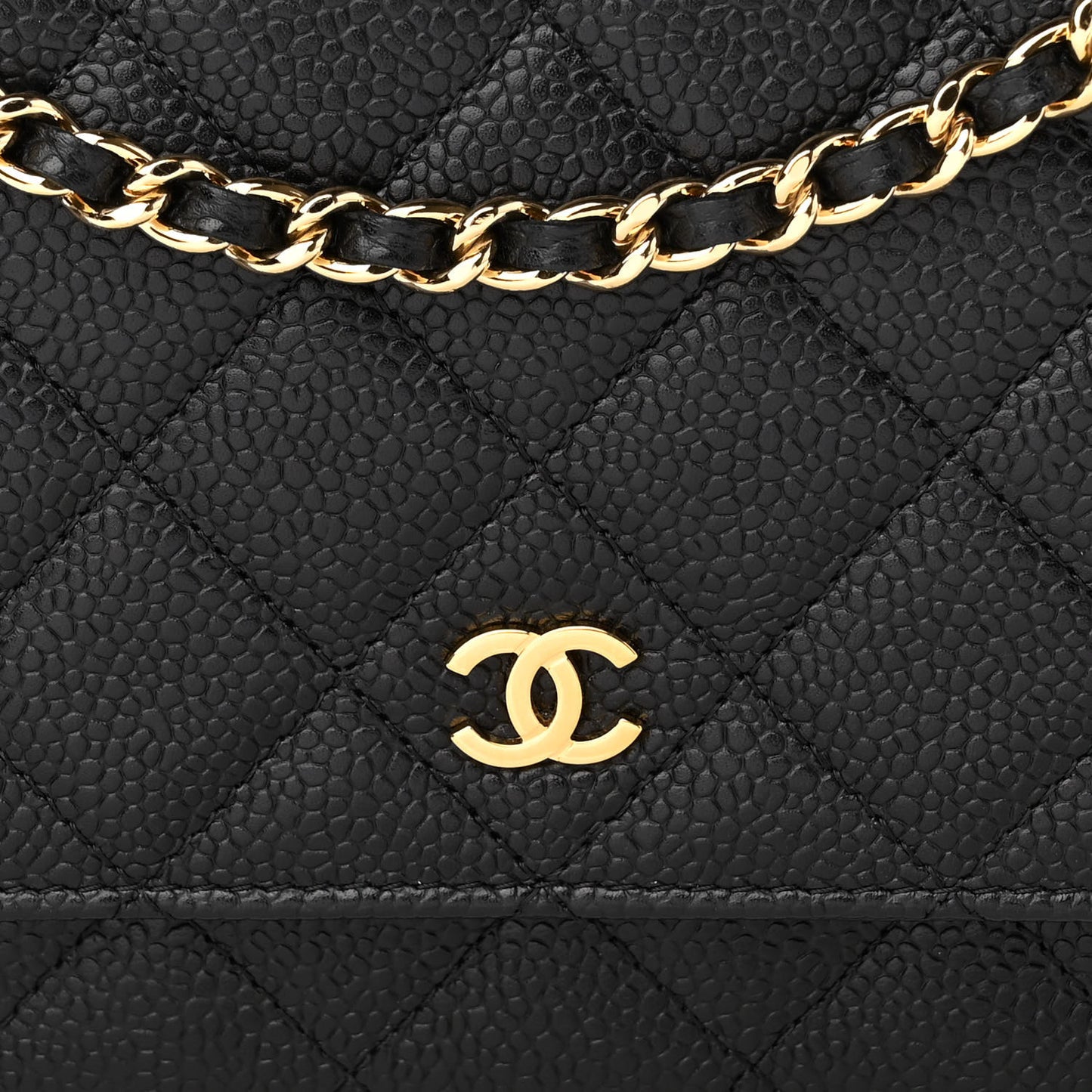 Caviar Quilted Wallet On Chain WOC Black
