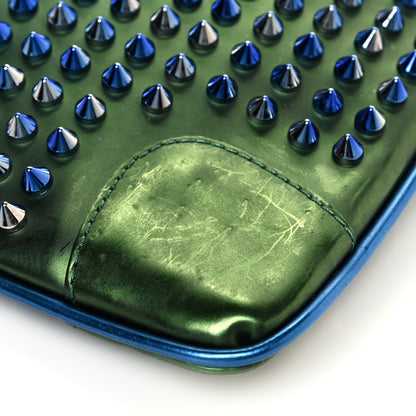 Christian Louboutin Patent Scarabe Loubiposh Spikes Chain Clutch Ocean Amazon 12 of 13