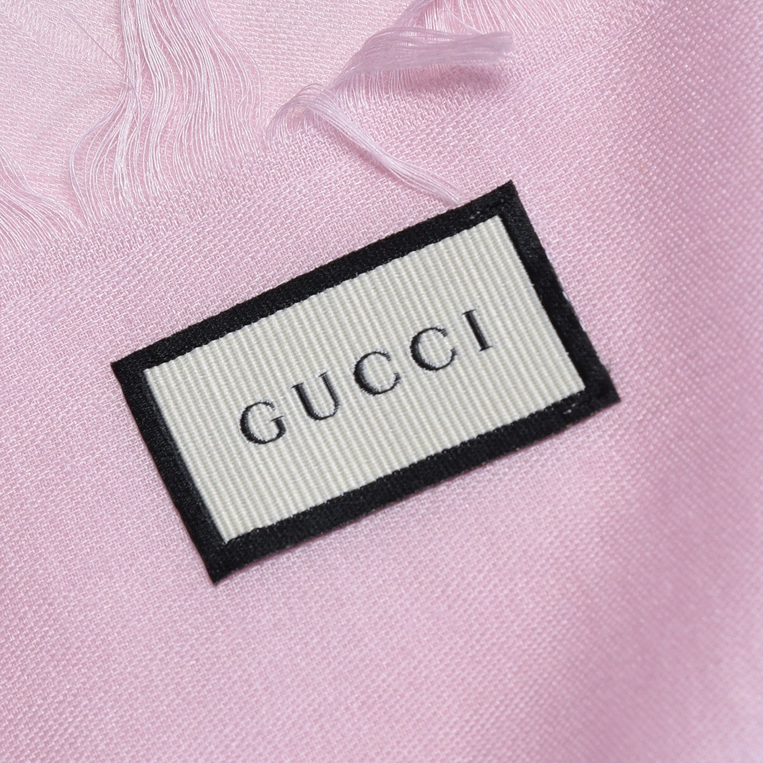 Gucci Wool Silk Jacquard GG Fringe Scarf Pink 3 of 4