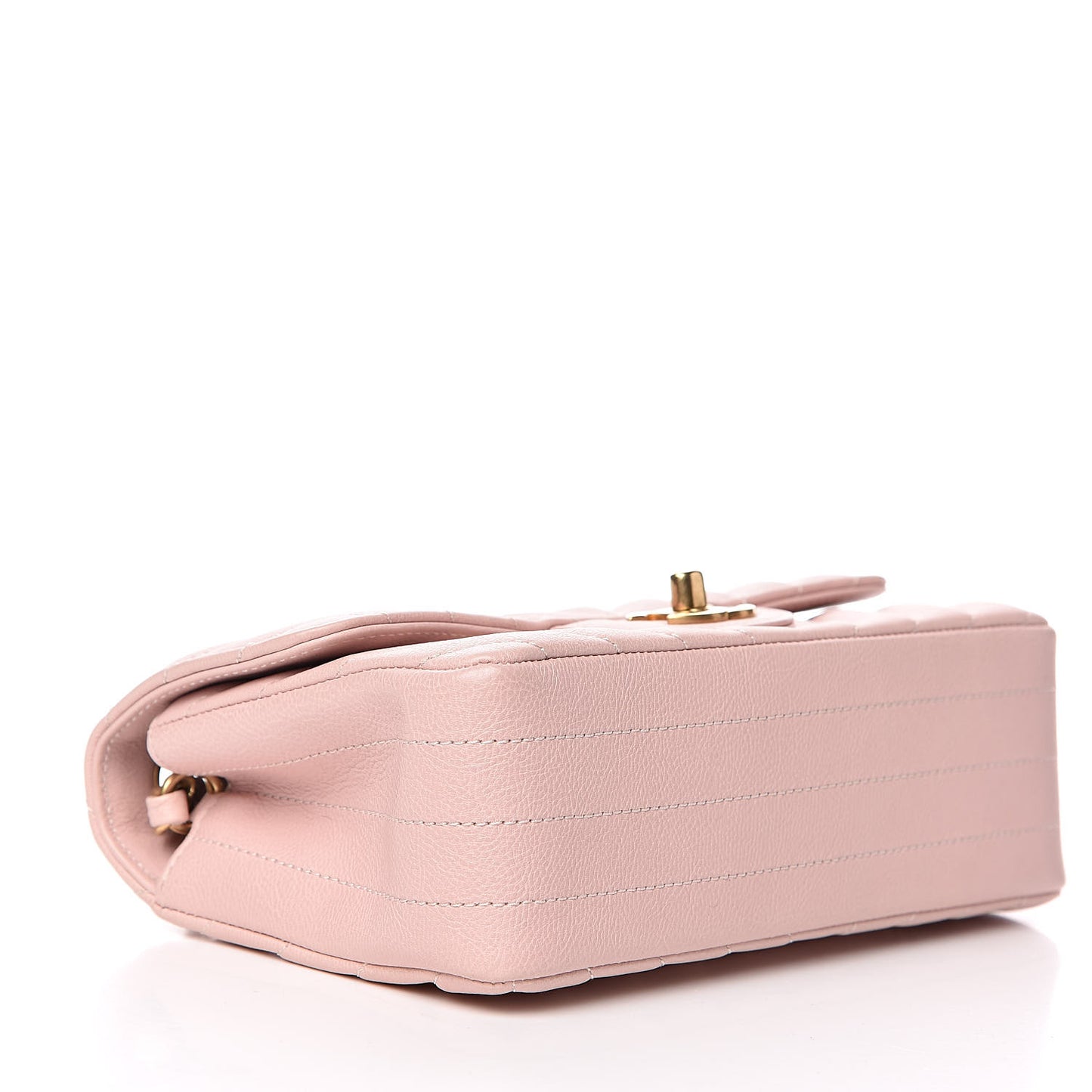 Calfskin Chevron Quilted Mini Rectangular Flap Light Pink