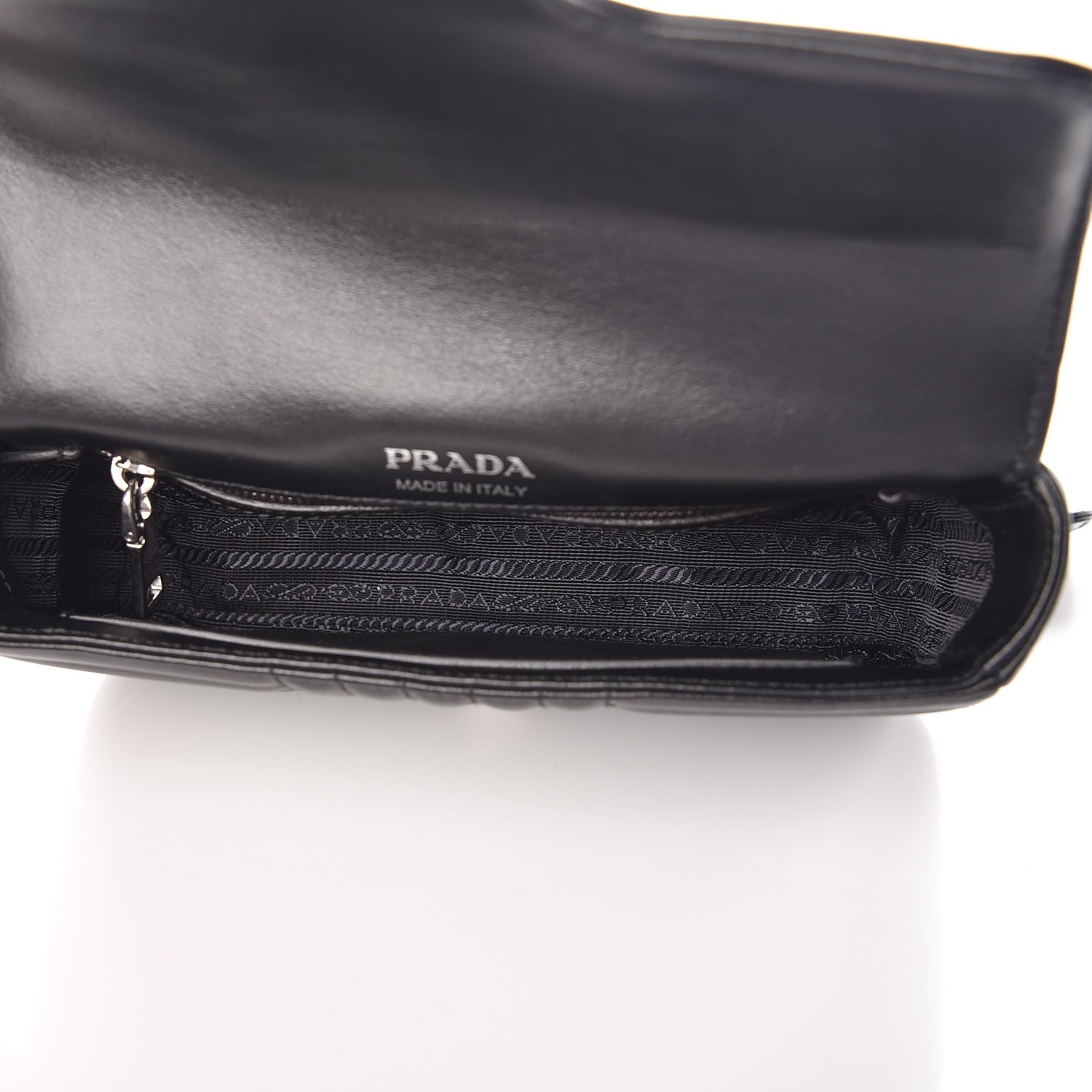 Prada Soft Calfskin Impunture Diagramme Small Chain Flap Shoulder Bag Black 6 of 8