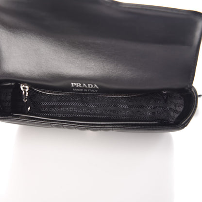 Prada Soft Calfskin Impunture Diagramme Small Chain Flap Shoulder Bag Black 6 of 8