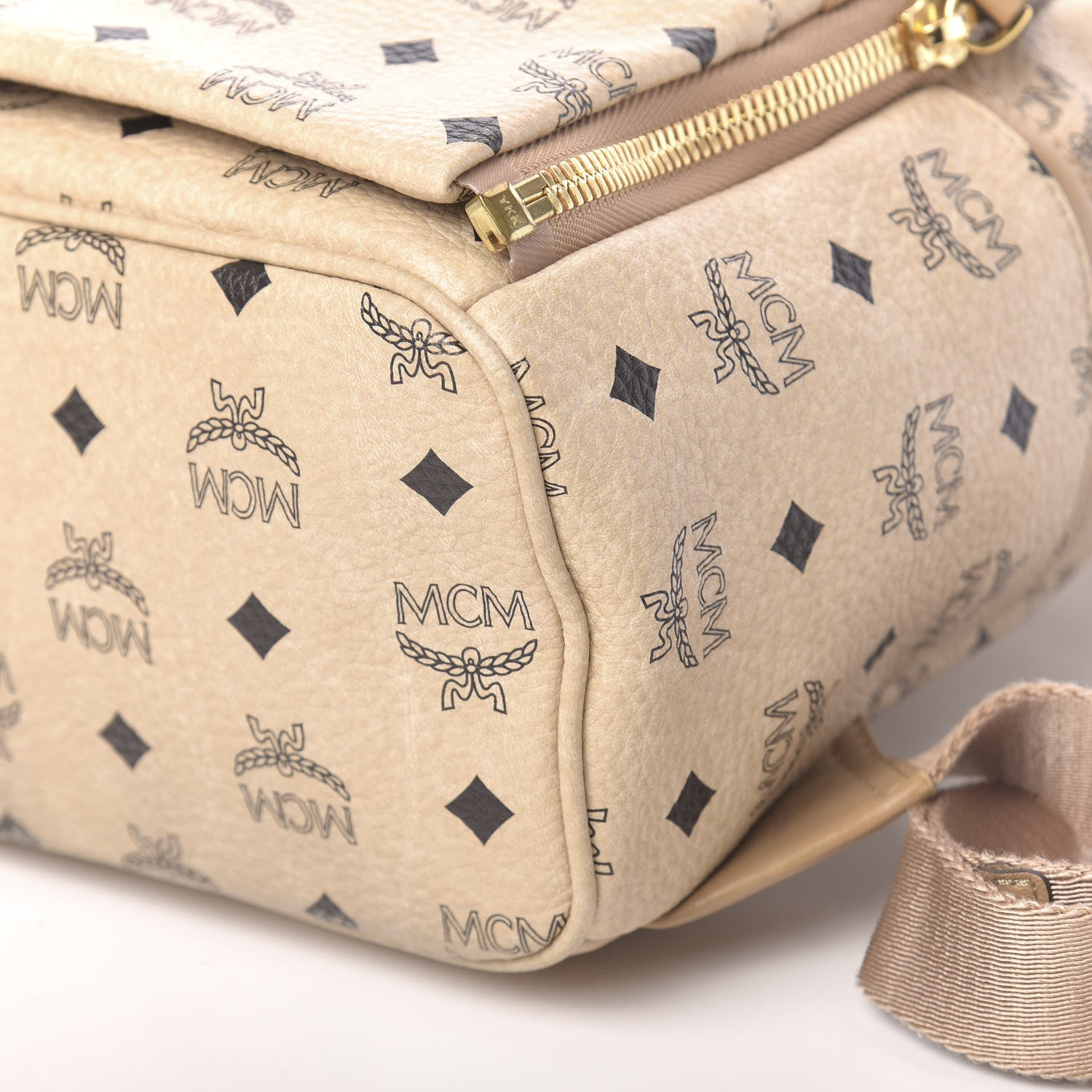 MCM Visetos Studded Small Dual Stark Backpack Beige 9 of 9