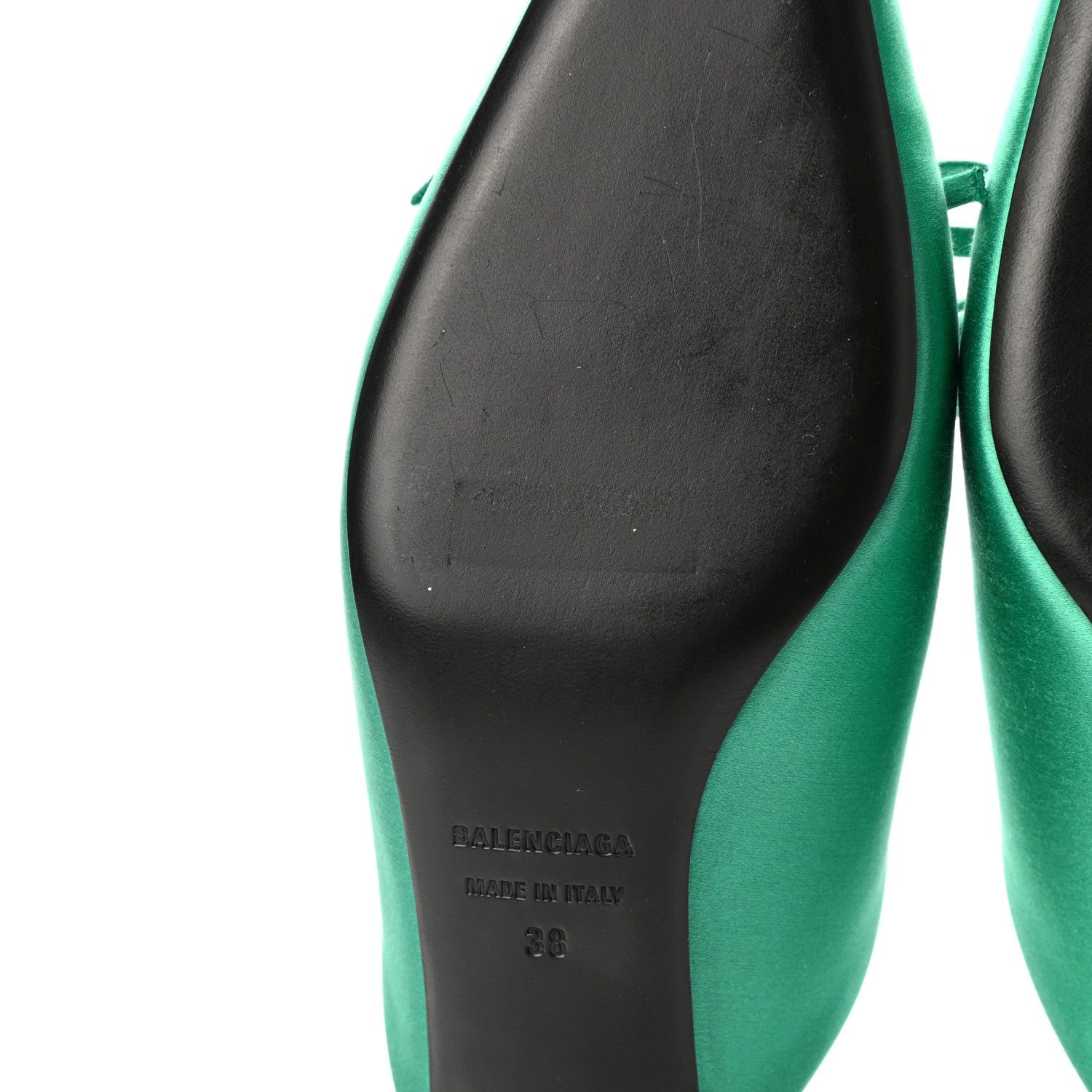 Balenciaga Satin Pointed Toe Knife 40mm Mules 38 Vert Emeraude 9 of 10