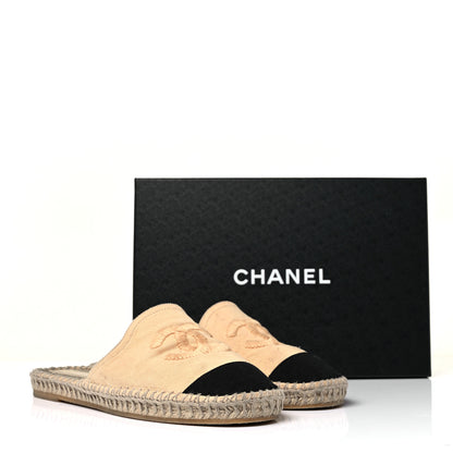 Chanel Denim CC Espadrille Mules 41 Beige Black 9 of 9