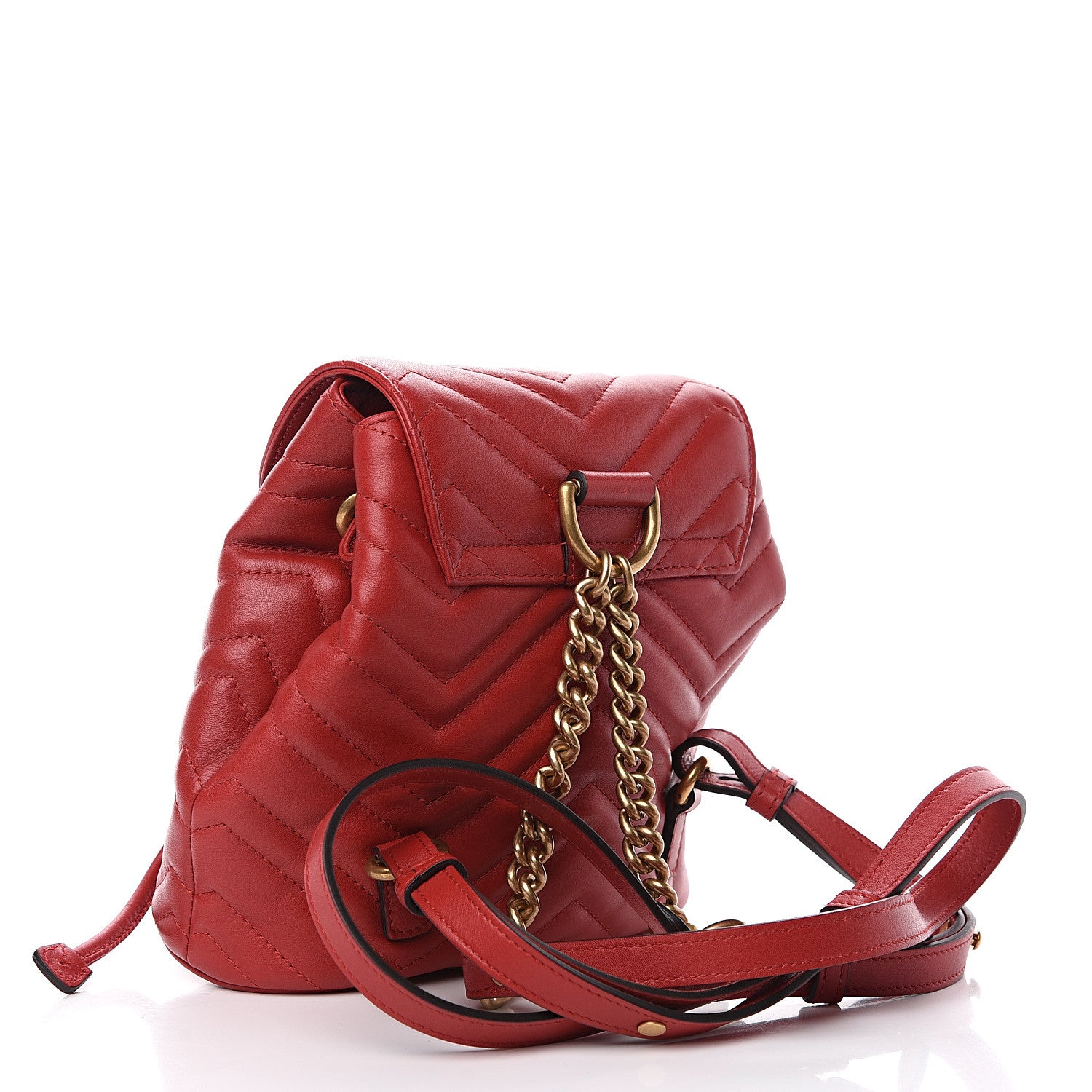 Gucci Calfskin Matelasse GG Marmont Flap Backpack Hibiscus Red 2 of 11