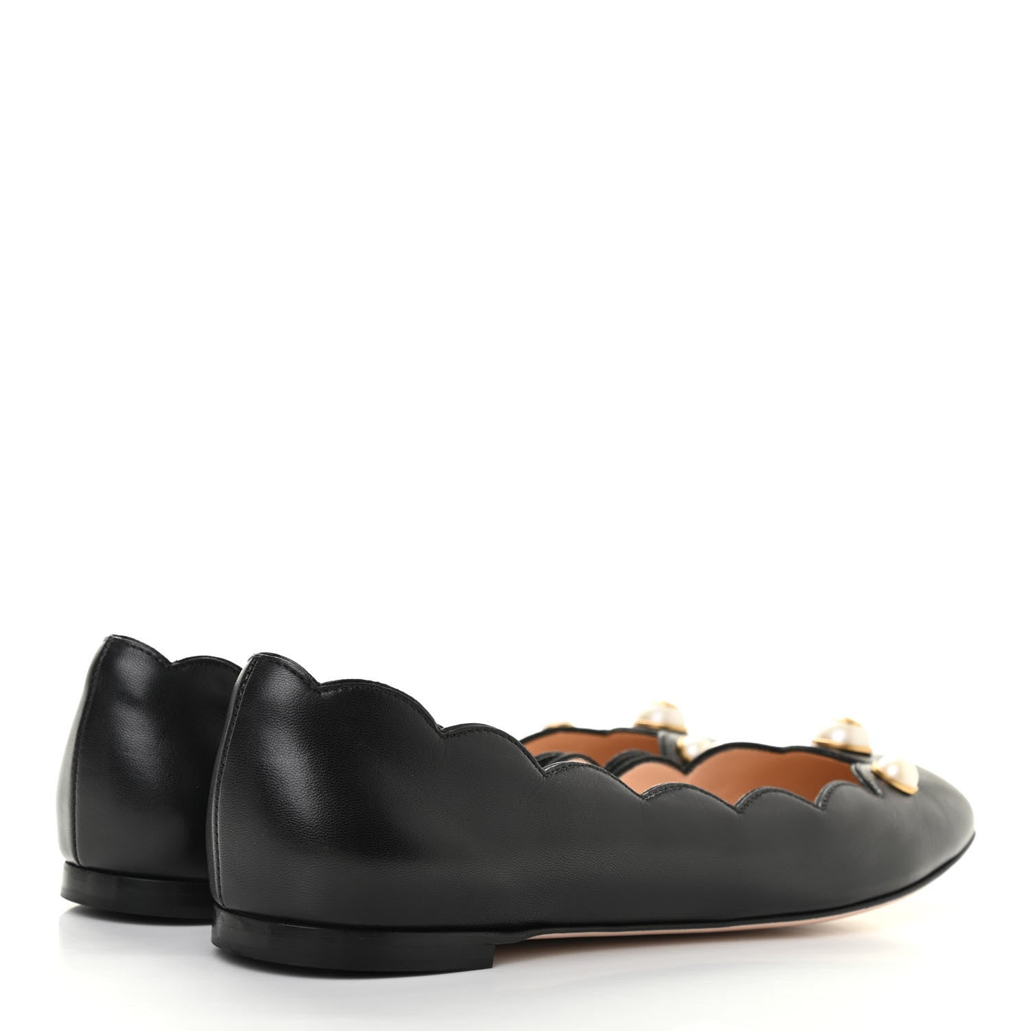 Gucci Malaga Kid Interlocking G Pearl Scalloped Flats 40 Black 4 of 12