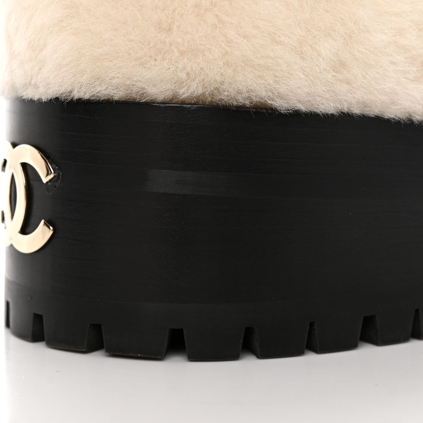 Shearling Lambskin Logo Ankle Boots 38.5 Ivory Black