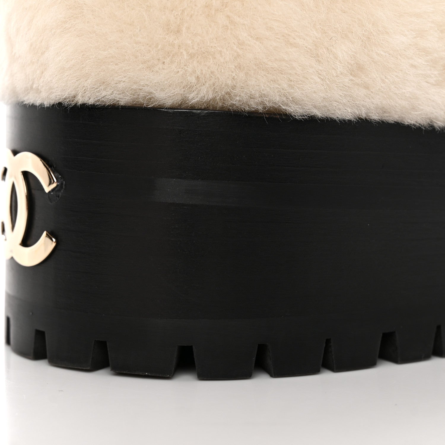 Chanel Shearling Lambskin Logo Ankle Boots 38.5 Ivory Black 12 of 14