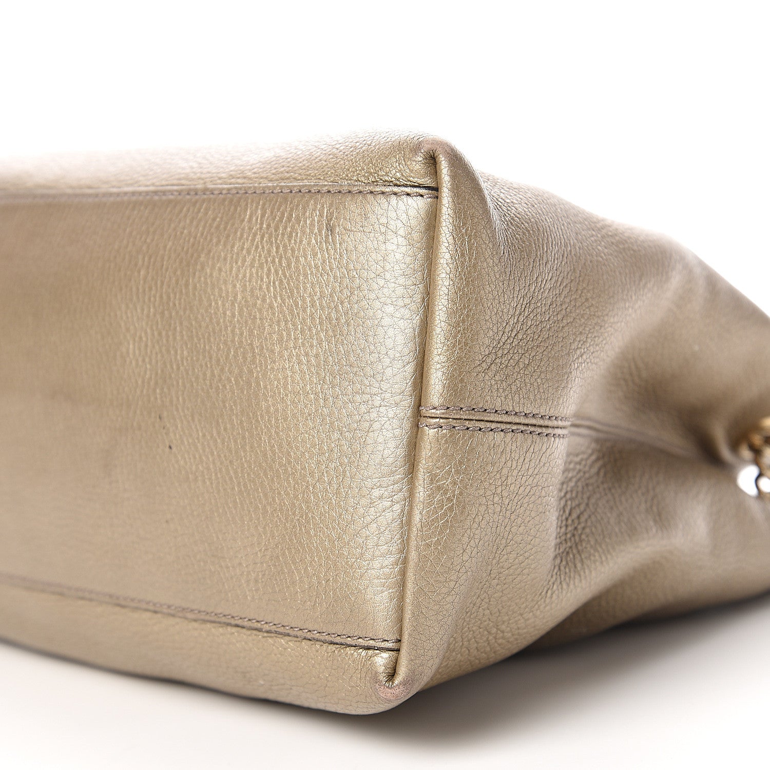 Gucci Metallic Pebbled Calfskin Medium Soho Chain Shoulder Bag Golden Beige 11 of 13