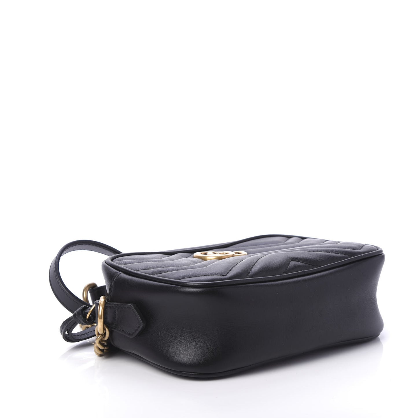 Calfskin Matelasse Mini GG Marmont Chain Shoulder Bag Black