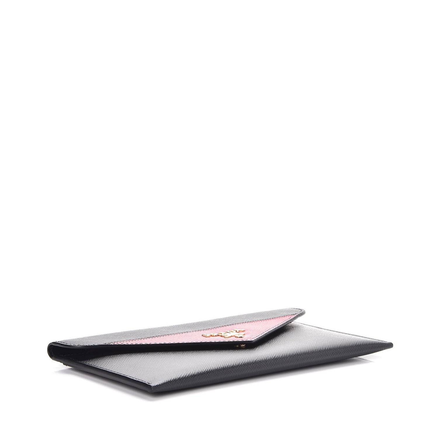 Saffiano Bi-Color Envelope Wallet Black Peonia