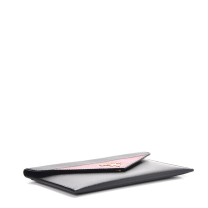 Prada Saffiano Bi-Color Envelope Wallet Black Peonia 4 of 9
