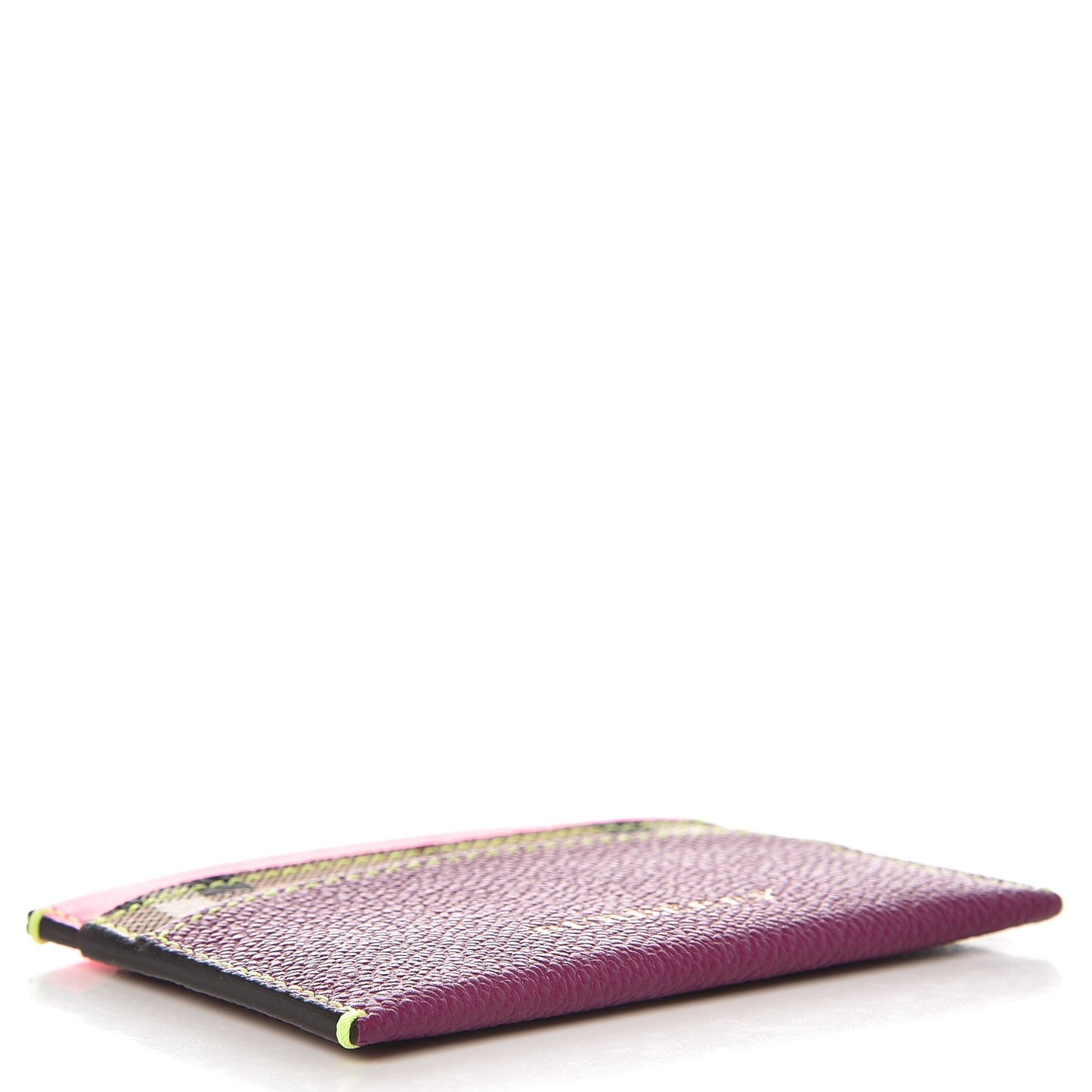 Soft Grain Calfskin Haymarket Check Izzy Card Case Dark Plum