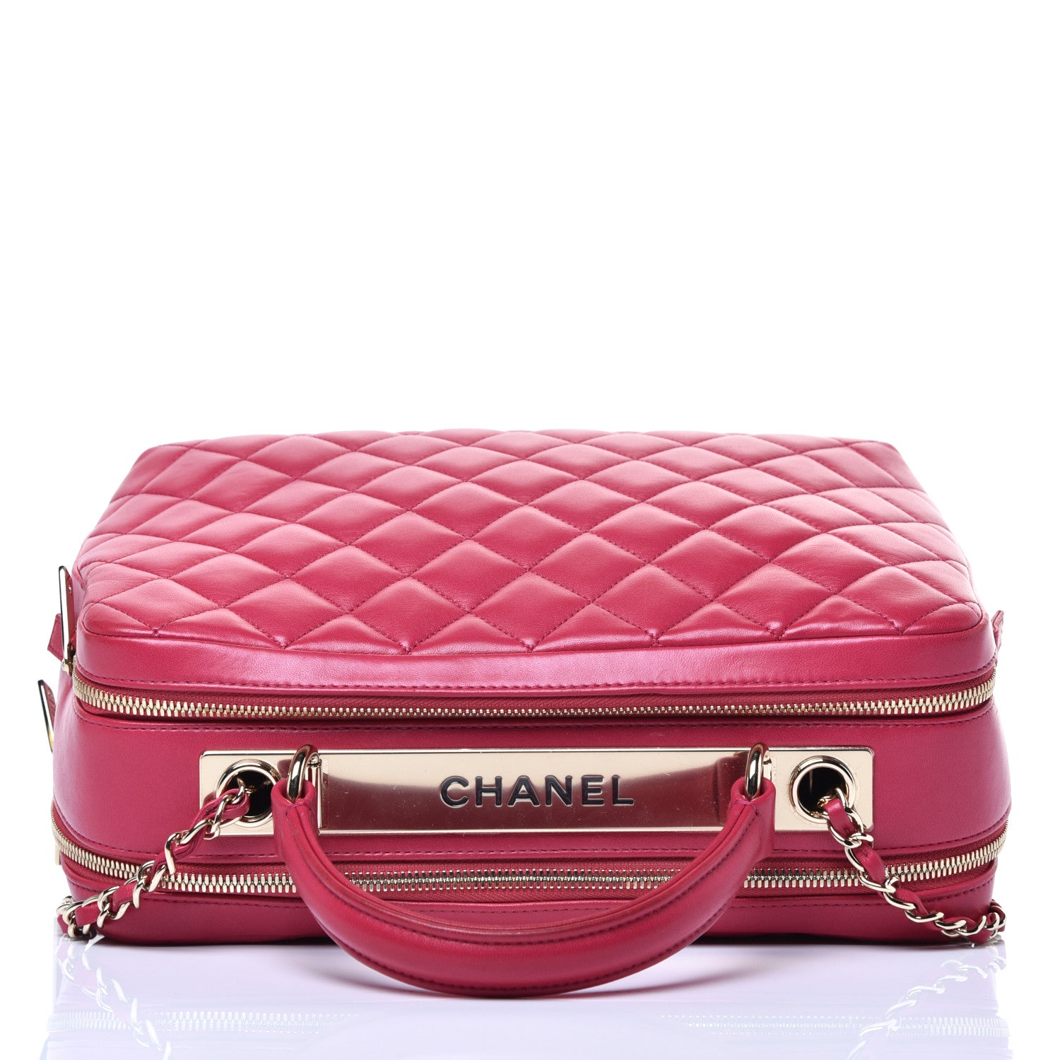 Chanel Lambskin Quilted Large Trendy CC Bowling Bag Dark Pink 12 of 13
