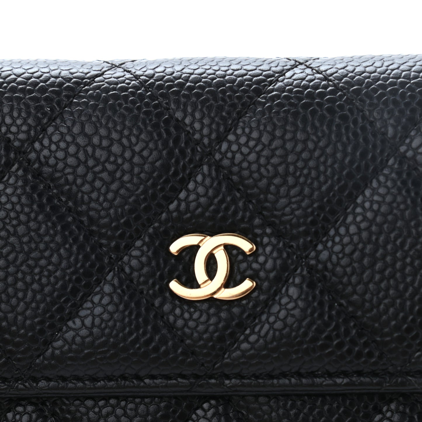 Caviar Quilted Large Gusset Flap Wallet Black