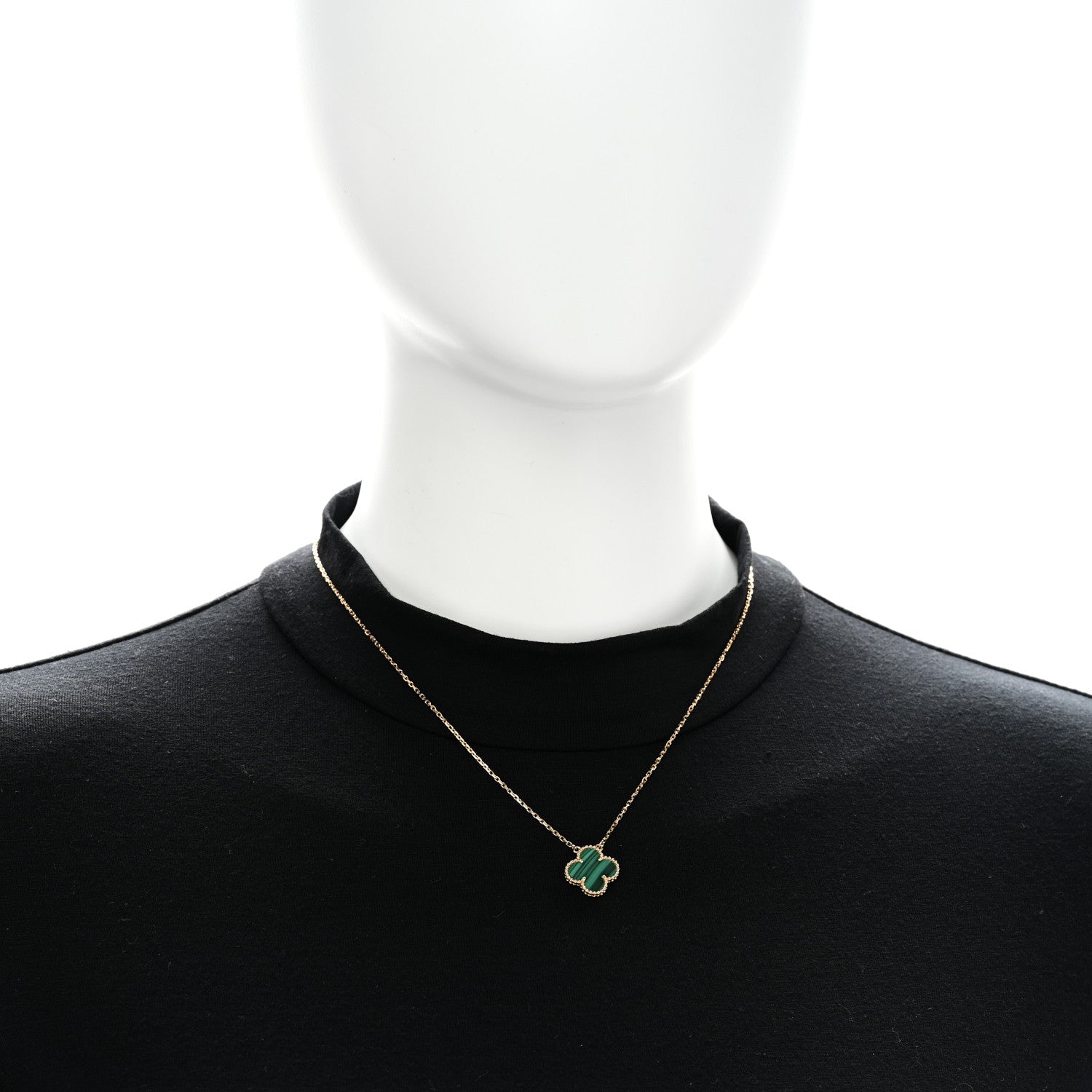 Van Cleef & Arpels 18K Yellow Gold Malachite Vintage Alhambra Pendant Necklace 2 of 6
