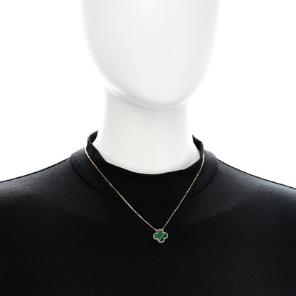 Van Cleef & Arpels 18K Yellow Gold Malachite Vintage Alhambra Pendant Necklace 2 of 6