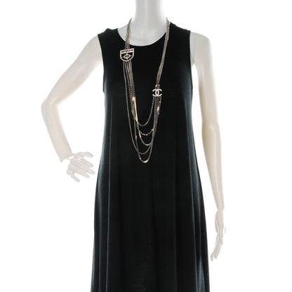 Chanel Baguette Crystal CC Shield Multi Strand Long Chain Necklace Silver 2 of 6