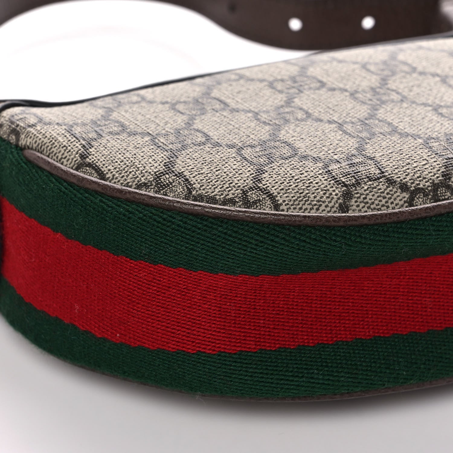 Gucci GG Supreme Monogram Textured Calfskin Web Mini Ophidia Half Moon Hobo Beige Ebony New Acero 7 of 8