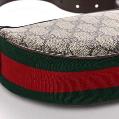 Gucci GG Supreme Monogram Textured Calfskin Web Mini Ophidia Half Moon Hobo Beige Ebony New Acero 7 of 8