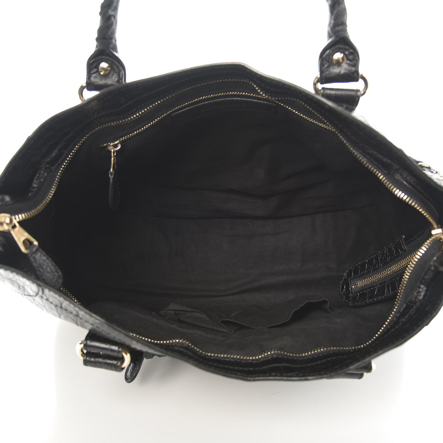 Balenciaga Calfskin Crocodile Embossed Giant 12 Gold Hardware City Black 5 of 10