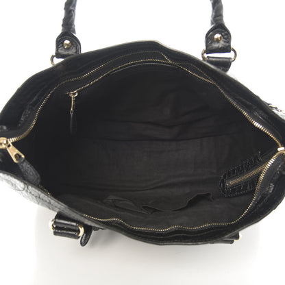 Balenciaga Calfskin Crocodile Embossed Giant 12 Gold Hardware City Black 5 of 10