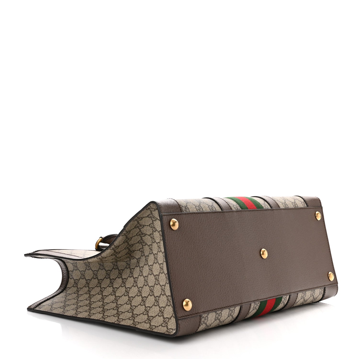 Gucci GG Supreme Monogram Textured Dollar Calfskin Web Large Ophidia Tote Bag Beige Ebony 4 of 10