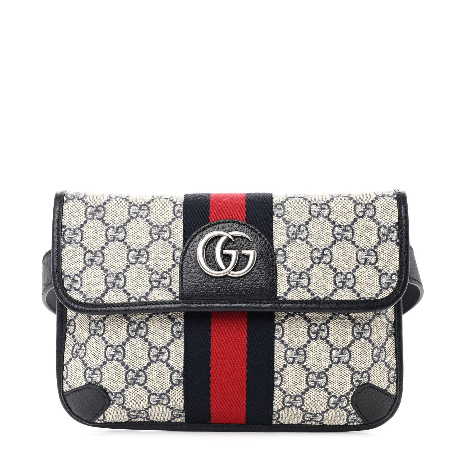 Gucci GG Supreme Monogram Web Small Ophidia Belt Bag 80 32 Beige Navy 1 of 11