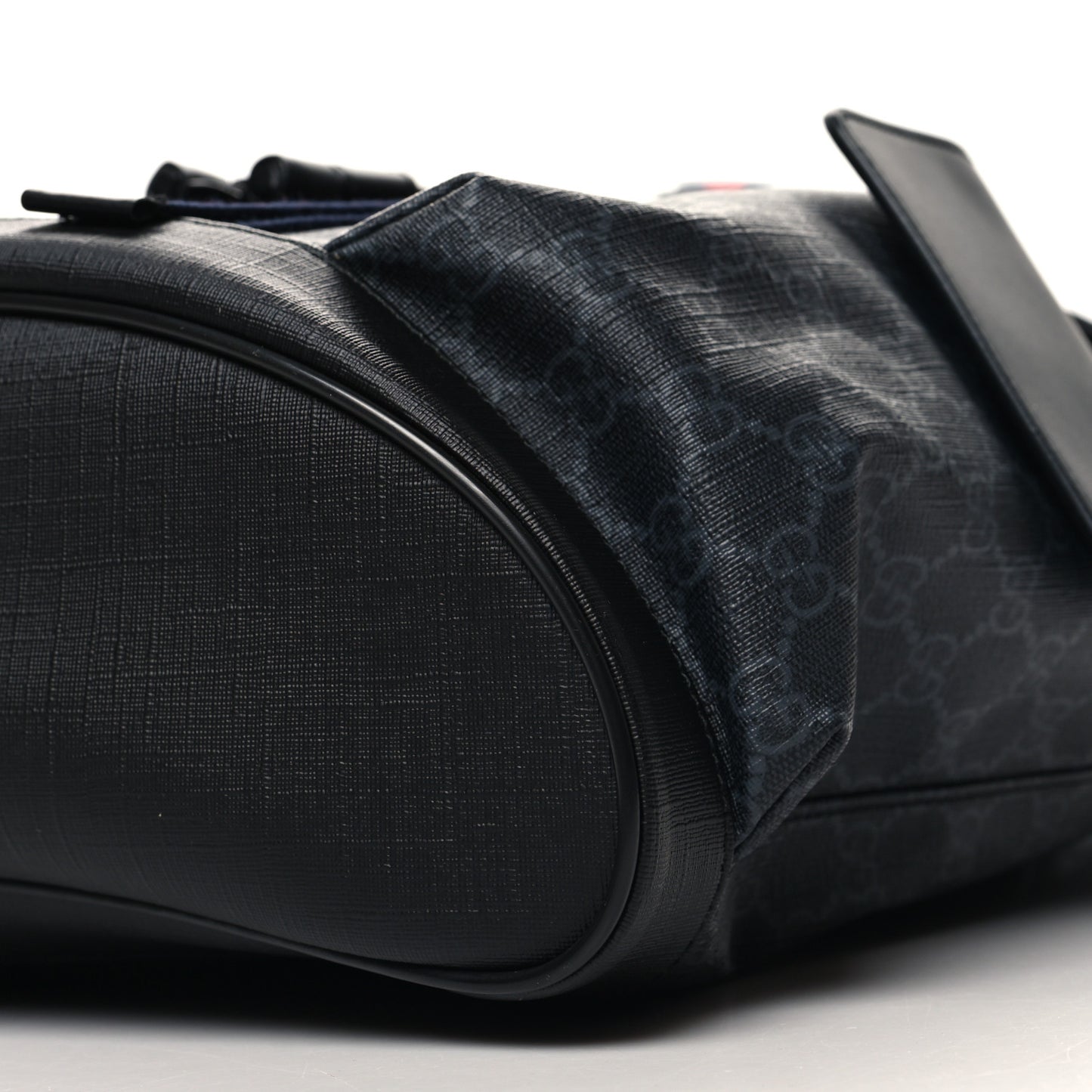 Soft GG Supreme Monogram Calfskin Web Double Buckle Backpack Black