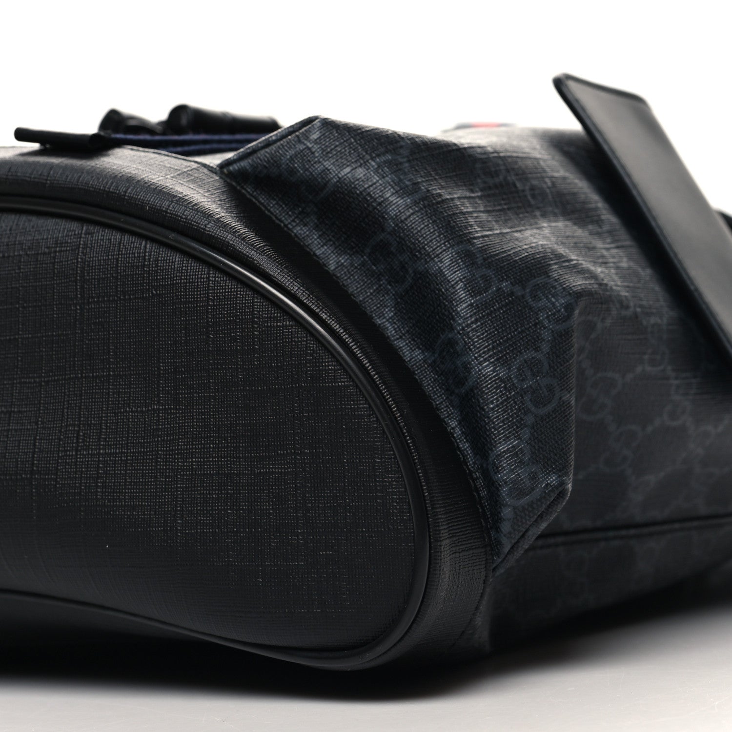 Gucci Soft GG Supreme Monogram Calfskin Web Double Buckle Backpack Black 10 of 10
