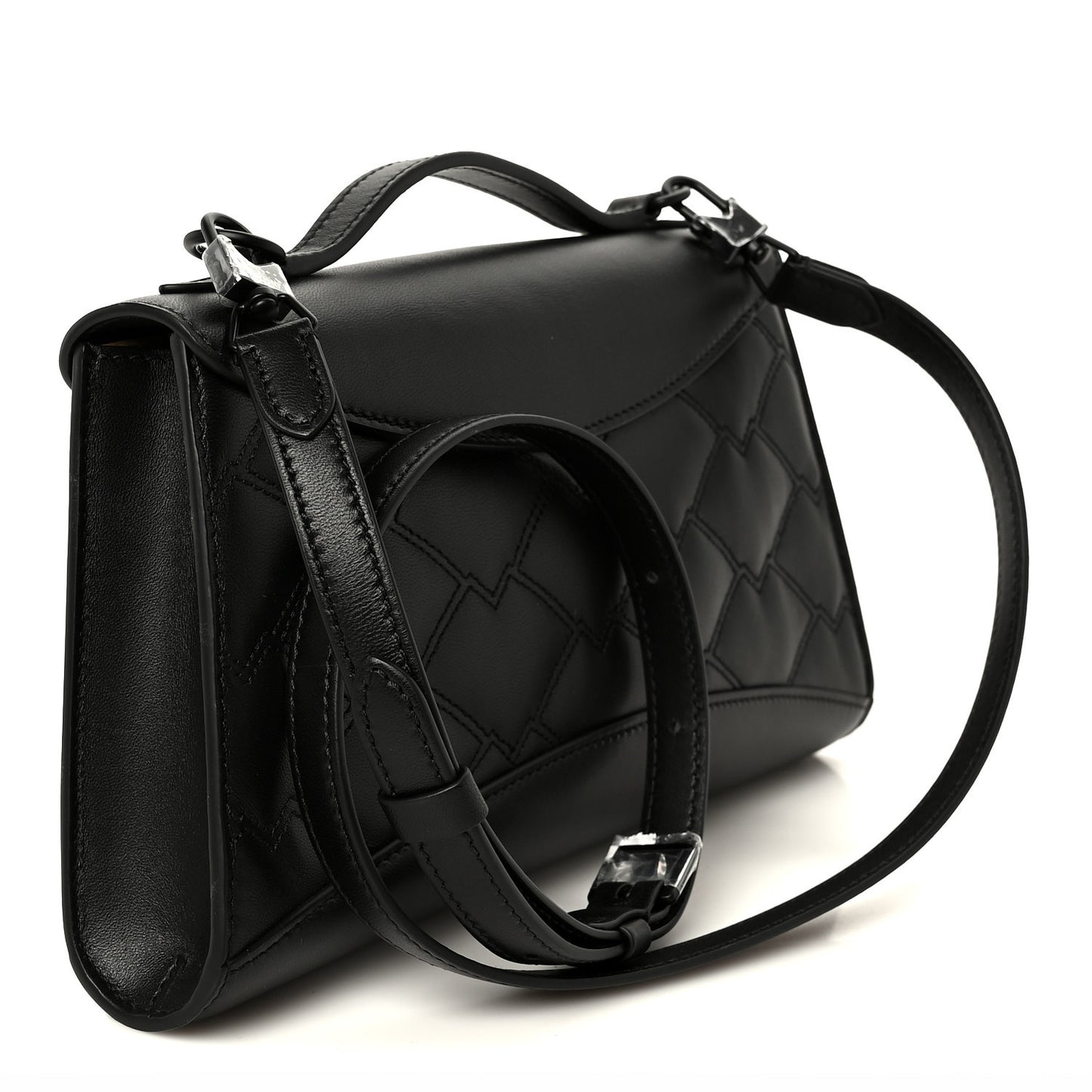 Lambskin Quilted Gabrielle Clutch Black