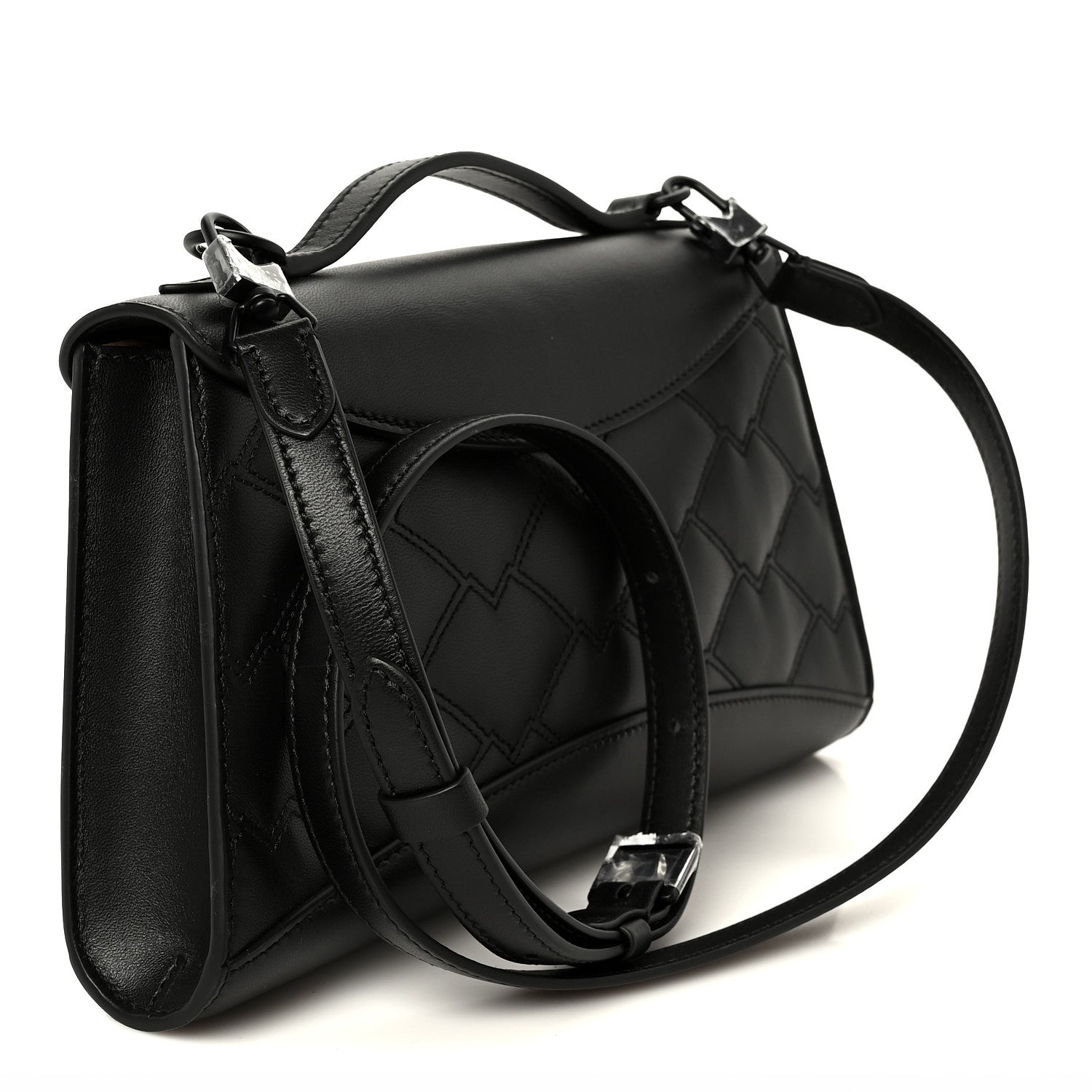 Moynat Lambskin Quilted Gabrielle Clutch Black 3 of 10