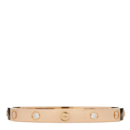 Cartier 18K Pink Gold 4 Diamond LOVE Bracelet 16 1 of 7