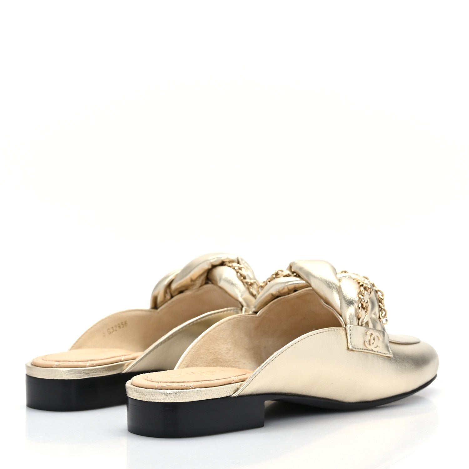 Chanel Metallic Lambskin Chain Braided Mules 36 Light Gold 4 of 8