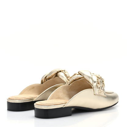 Chanel Metallic Lambskin Chain Braided Mules 36 Light Gold 4 of 8