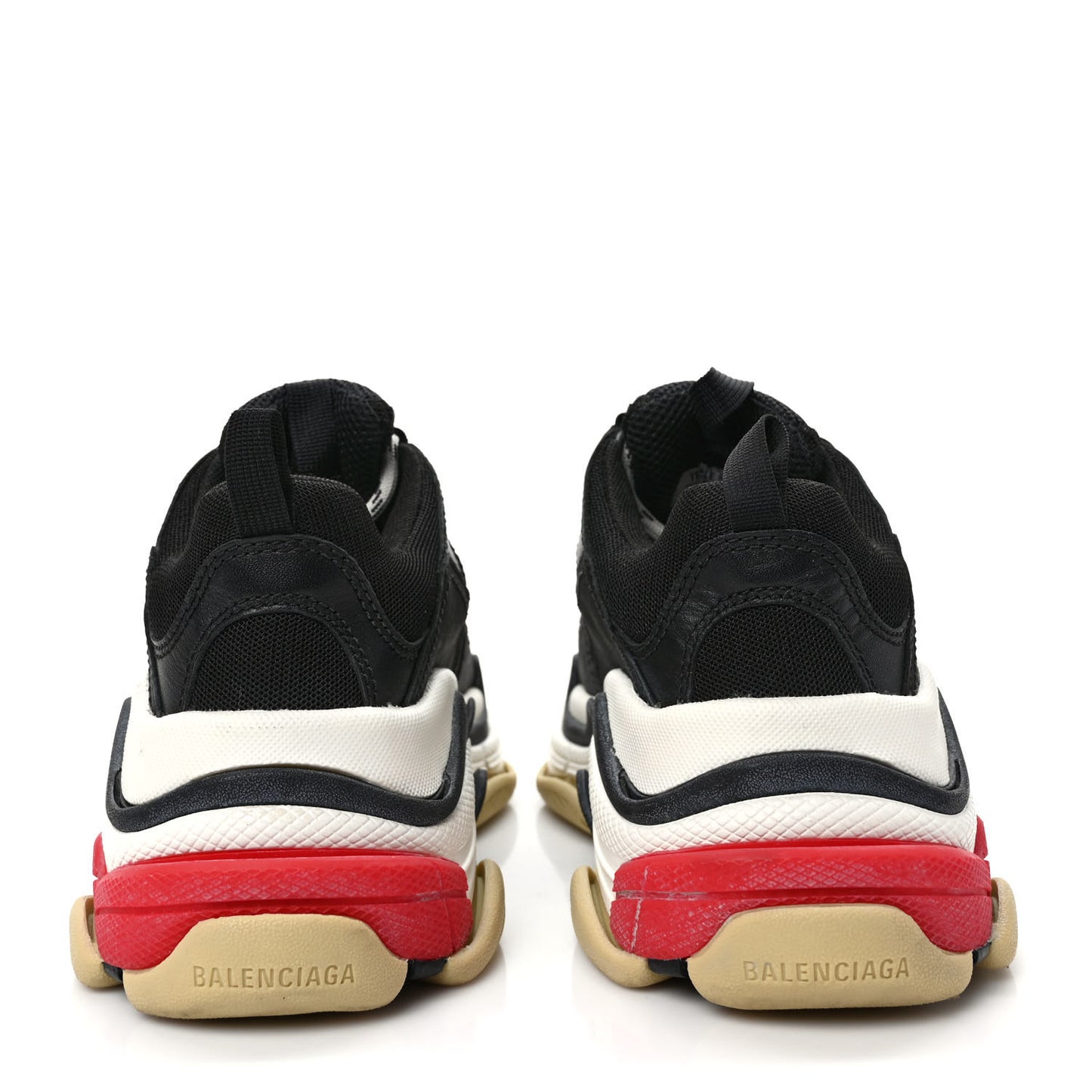 Fabric Mesh Washed Effect Womens Triple S Sneakers 35 Black Red