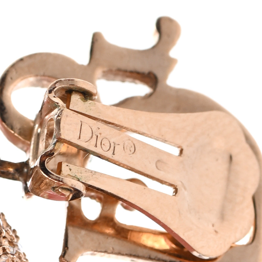 Christian Dior Crystal Logo Clip On Earrings Gold 4 of 6